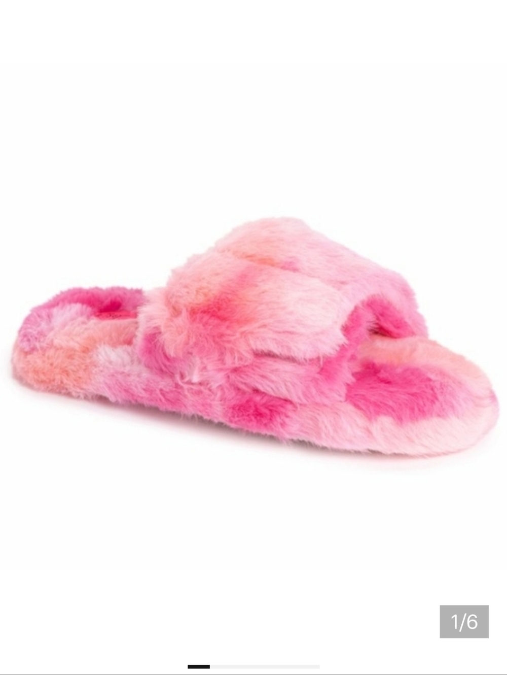 🆕Betsey Johnson Pink Tie-Dye Faux Fur Slipper